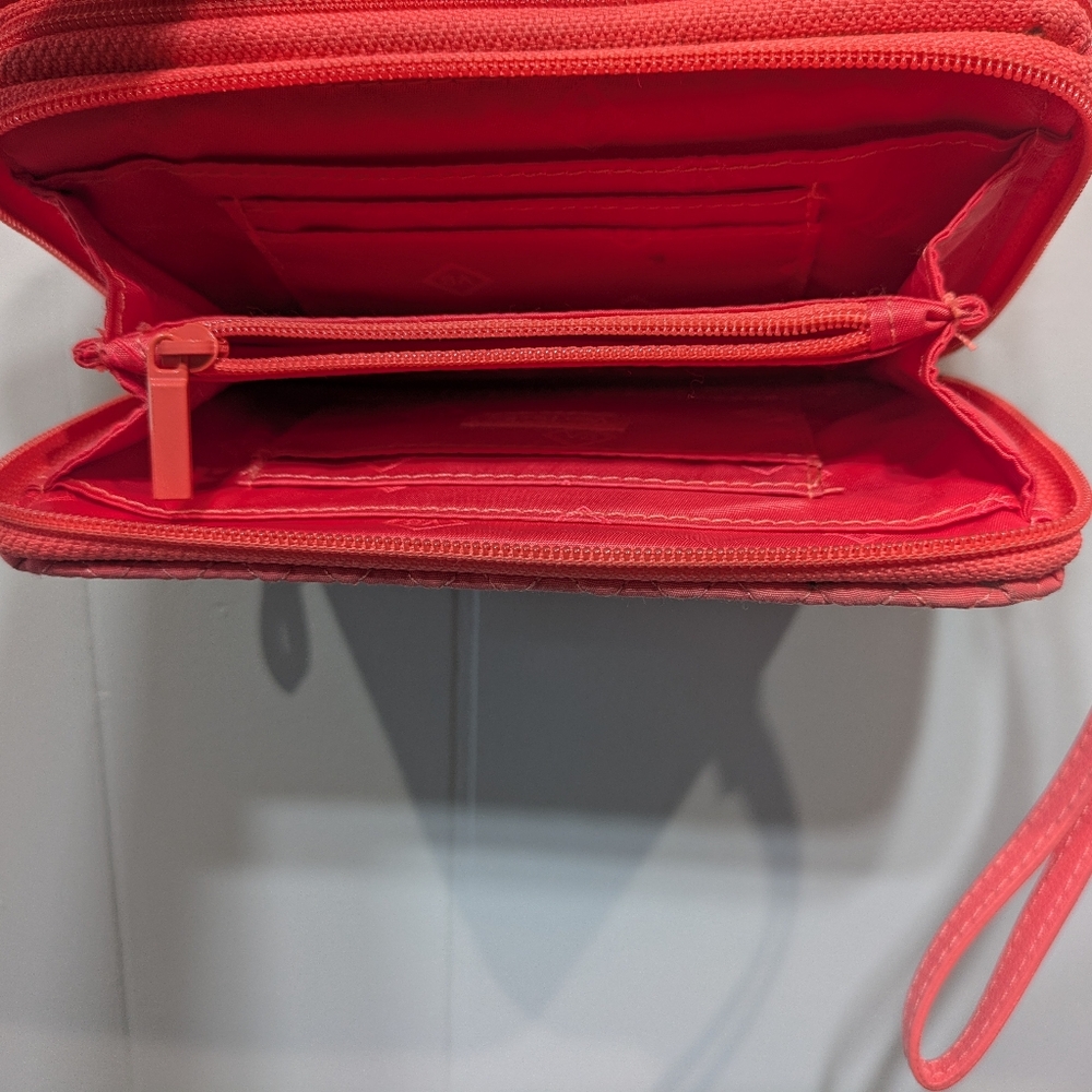 Vera Bradley RFID All In‎ One Crossbody Wallet In Bright Coral - Picture 7 of 10